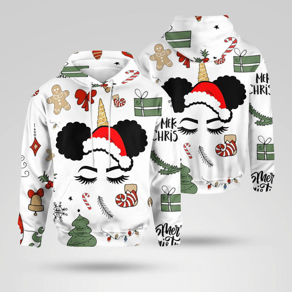 Christmas Unicorn Black Girl Santa Claus 3D All Over Print | For Men & Women | Adult | HP1989-BehighStyle
