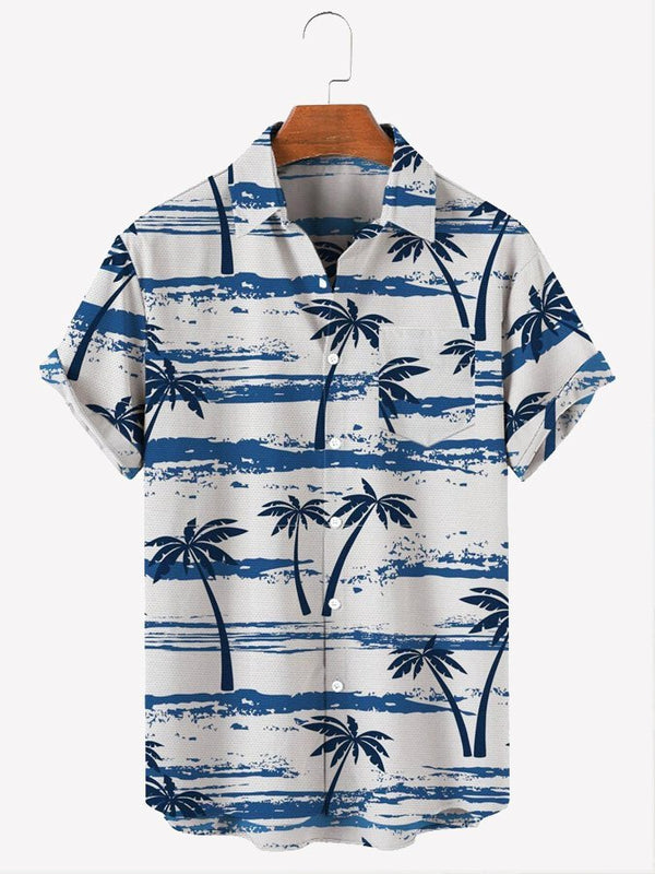 Coconut Tree Wave Hawaiian Shirt With Pocket| SP1006