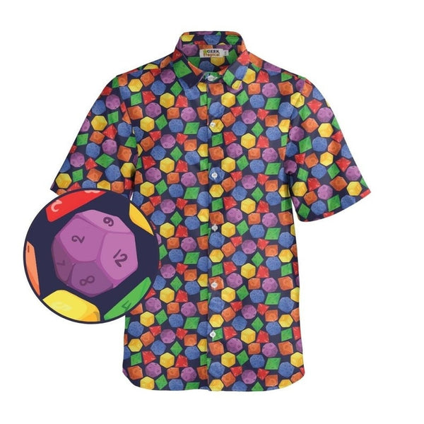Colorful Dice Pattern Blue Hawaiian Shirt | HW3278