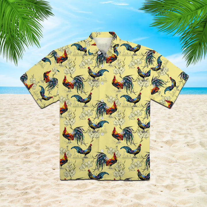 Colorful Farm Chicken Roosters Silhouettes Love Flowers Hawaiian Shirt | For Men & Women | HW892-BehighStyle