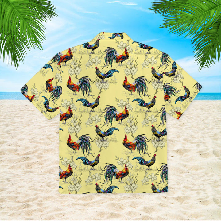 Colorful Farm Chicken Roosters Silhouettes Love Flowers Hawaiian Shirt | For Men & Women | HW892-BehighStyle