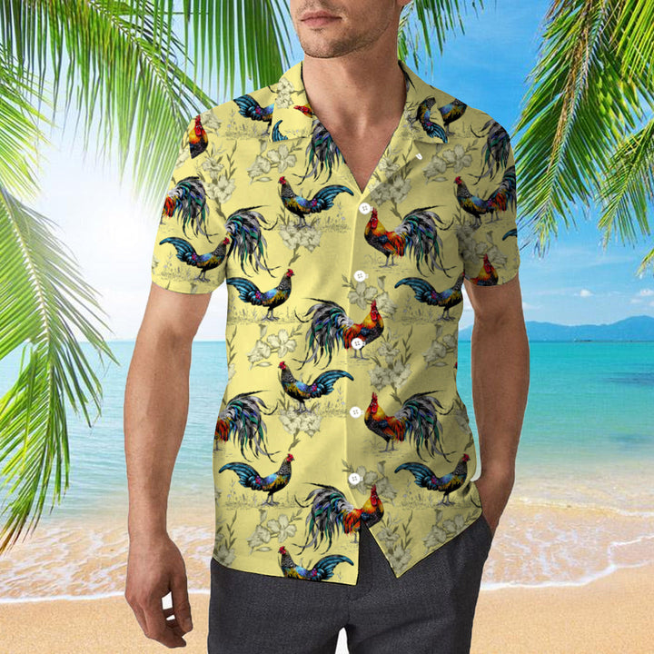 Colorful Farm Chicken Roosters Silhouettes Love Flowers Hawaiian Shirt | For Men & Women | HW892-BehighStyle
