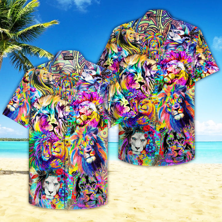 Colorful Hippie Lion Hawaiian Shirt | For Men & Women | HW1947-BehighStyle