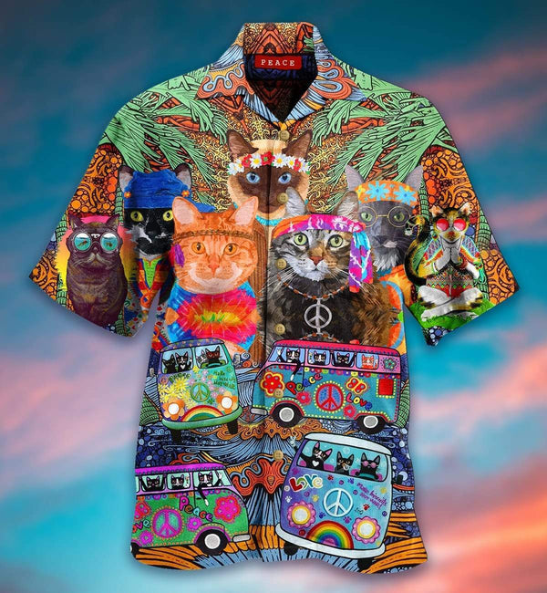 Colorful Hippie Van And Cat Unisex Hawaiian Shirt | For Men & Women | HW273-BehighStyle