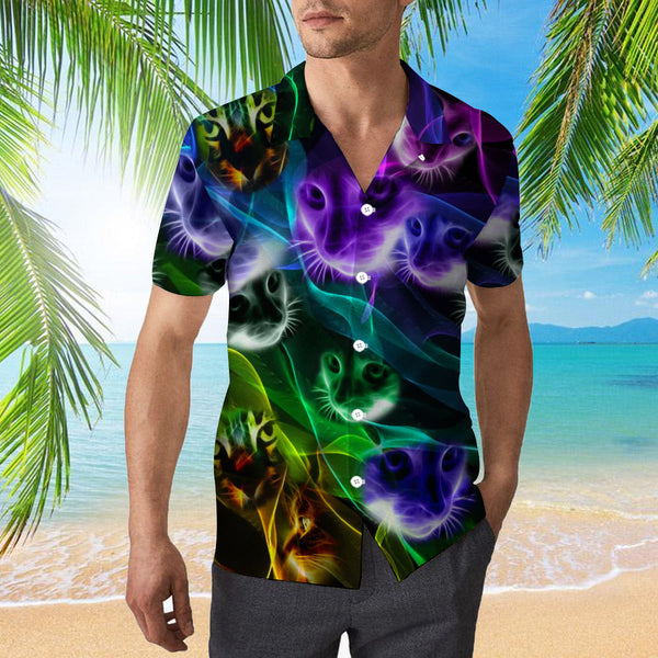 Colorful Light Cat Hawaiian Shirt | For Men & Women | HW836-BehighStyle