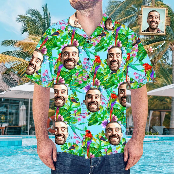 Colorful Parrot Custom Photo Hawaiian Shirt | P312