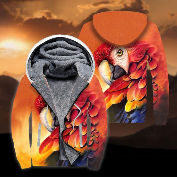Colorful Parrot Fleece Zip Hoodie All Over Print | FZ418