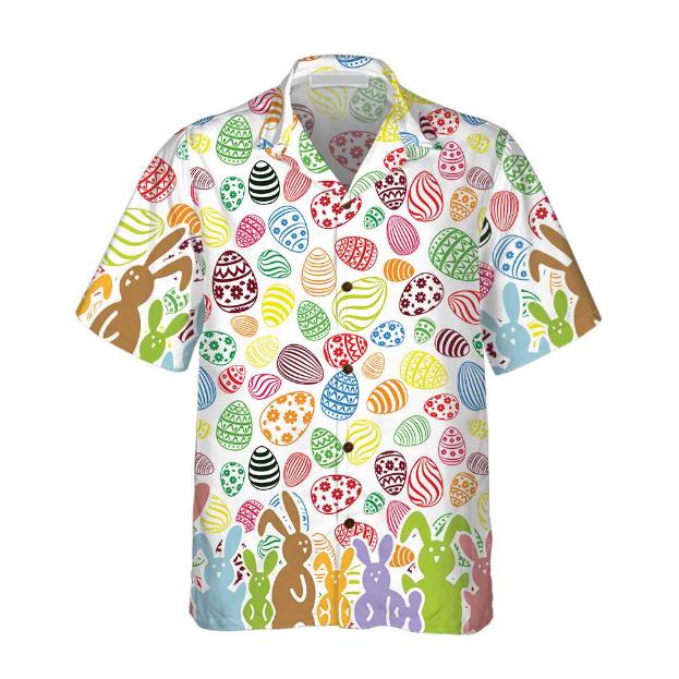 Colorful Rabbits And Easter Eggs Seamless Pattern Hawaiian Shirt | For Men & Women | HW1584-BehighStyle