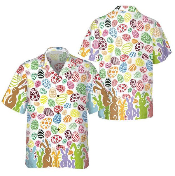 Colorful Rabbits And Easter Eggs Seamless Pattern Hawaiian Shirt | For Men & Women | HW1584-BehighStyle