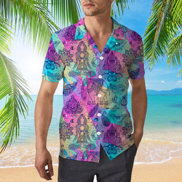 Colorful Rainbow Seamless Pattern Of Boho Style Elements Hawaiian Shirt | For Men & Women | HW1946-BehighStyle