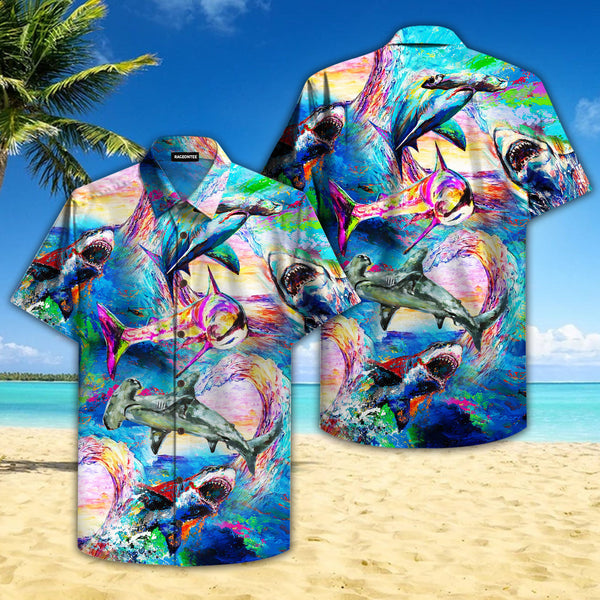 Colorful Sharks World Aloha Hawaiian Shirt | For Men & Women | HW451-BehighStyle