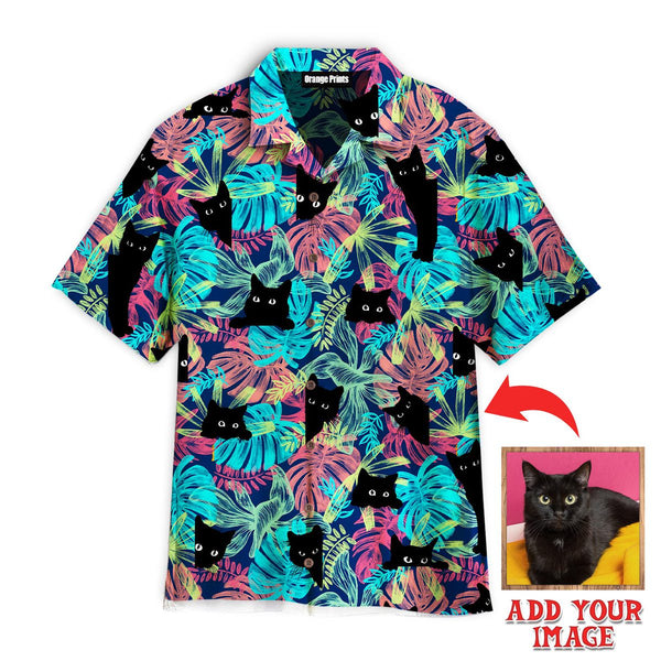 Colorful Tropical Leaves Custom Photo Hawaiian Shirt | P263