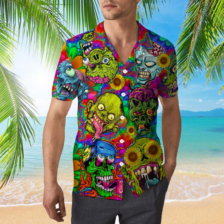 Colorful Zombie Skull Hippie Hawaiian Shirt | For Men & Women | HW2114-BehighStyle