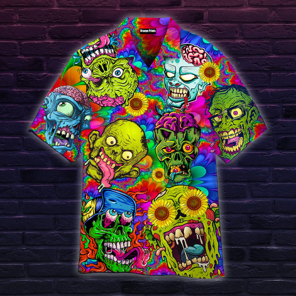 Colorful Zombie Skull Hippie Hawaiian Shirt | For Men & Women | HW2114-BehighStyle