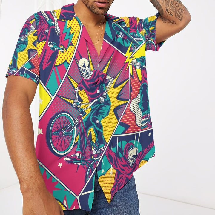 Comic Style Skull Riding Hawaiian Shirt | For Men & Women | HW1550-BehighStyle