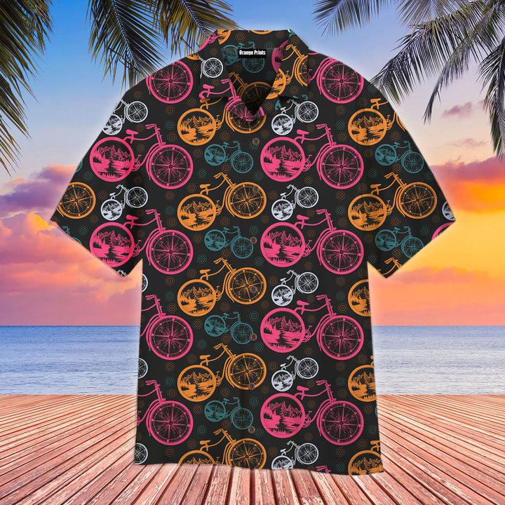 Compass And Mountains In Bicycle Wheels Hawaiian Shirt | For Men & Women | HW2267-BehighStyle