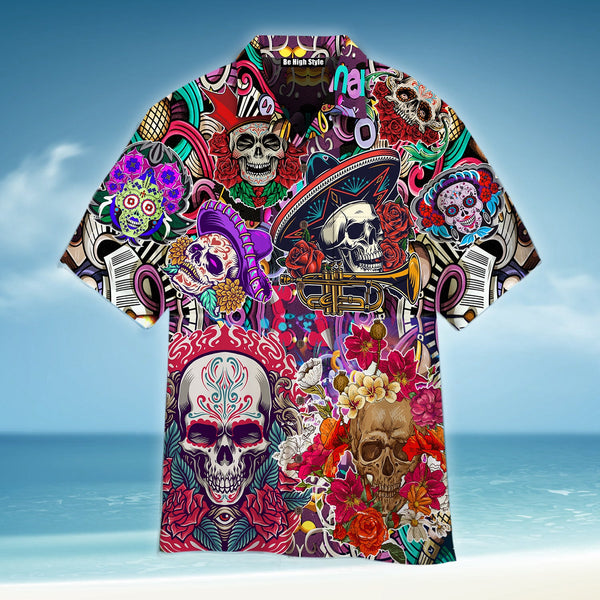 Cool Skull Day Of The Dead Hawaiian Shirt With Pocket| SP1061