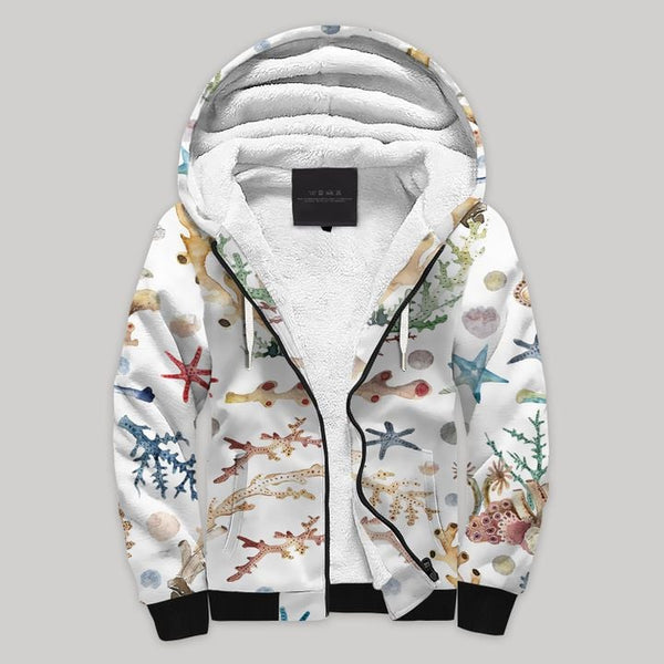 Coral Sherpa Fleece Zip Hoodie All Over Print | FZ679