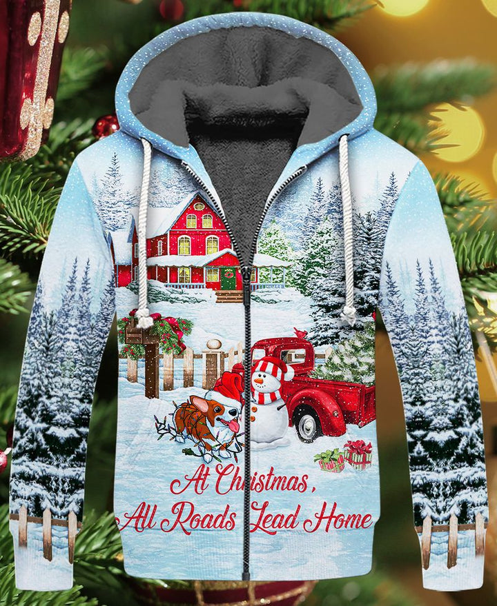 Corgi Beautiful Christmas Fleece Zip Hoodie All Over Print | For Men & Women | FZ203-BehighStyle
