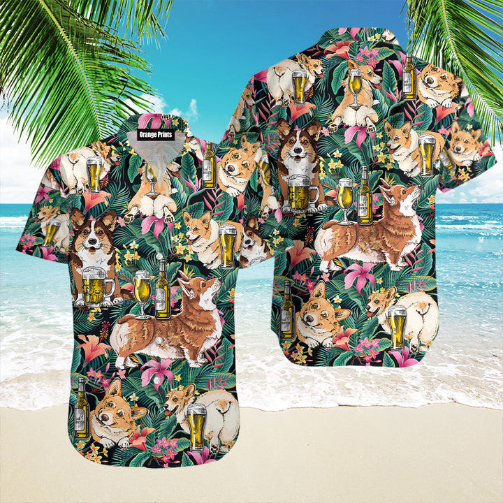 Corgi Dog Drink Beer Aloha Hawaiian Shirt | For Men & Women | HW974-BehighStyle