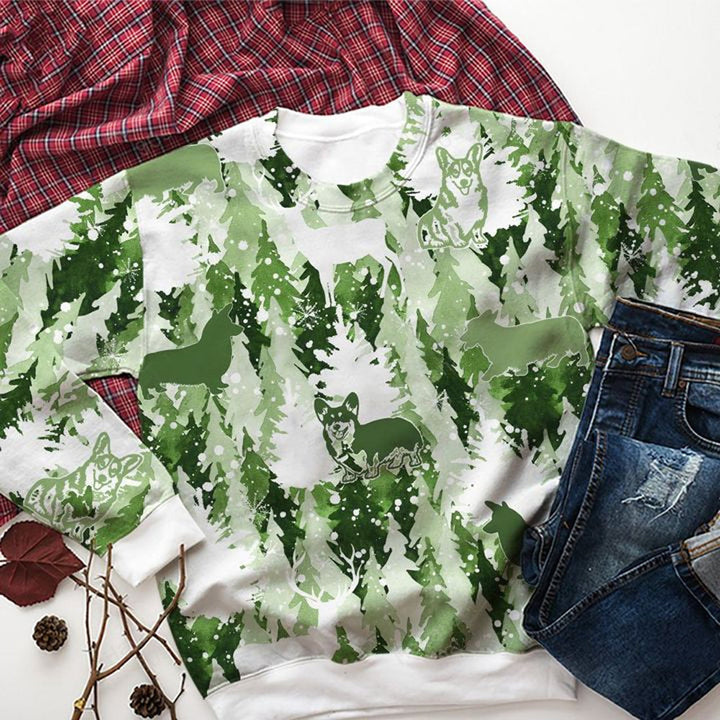 Corgi Dog Green Forest Christmas 3D All Over Print | For Men & Women | Adult | HP1981-BehighStyle