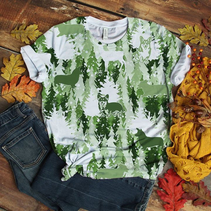 Corgi Dog Green Forest Christmas 3D All Over Print | For Men & Women | Adult | HP1981-BehighStyle