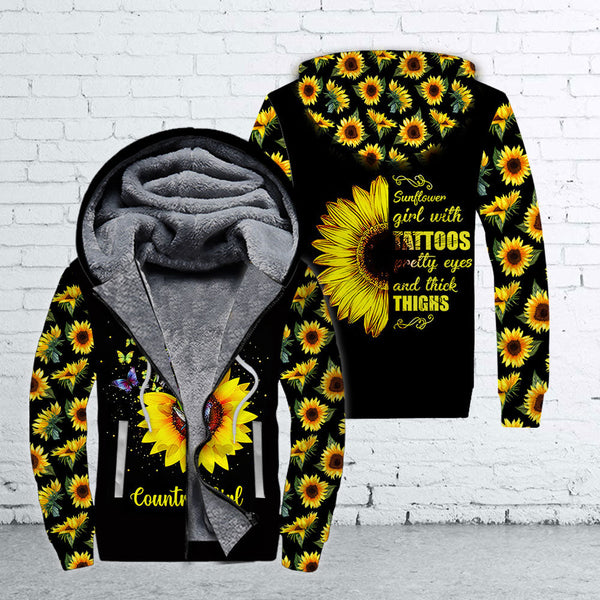 Country Girl Sunflower Girl Fleece Zip Hoodie All Over Print | FZ622