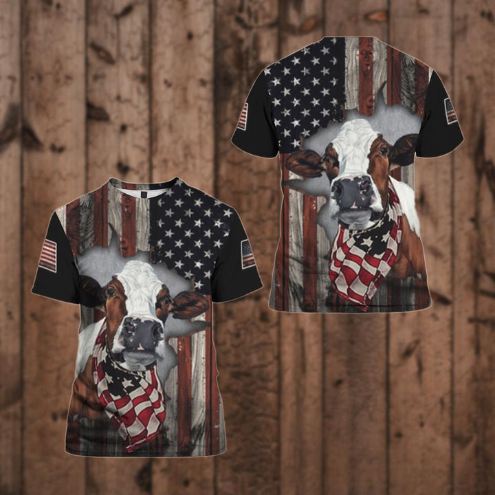 Cow American Flag Patriotic 3D All Over Print | For Men & Women | Adult | HO1865-BehighStyle