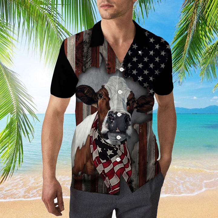 Cow American Flag Patriotic Hawaiian Shirt | For Men & Women | HW1655-BehighStyle