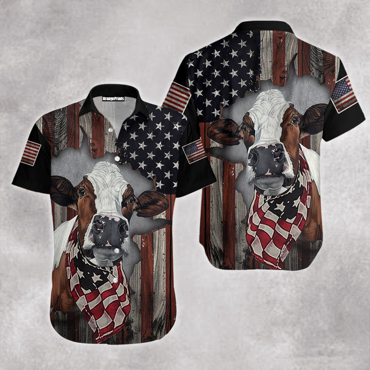 Cow American Flag Patriotic Hawaiian Shirt | For Men & Women | HW1655-BehighStyle