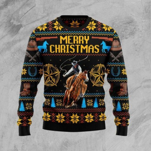 Cowboy Merry Christmas Ugly Christmas Sweater | For Men & Women | Adult | US1638-BehighStyle