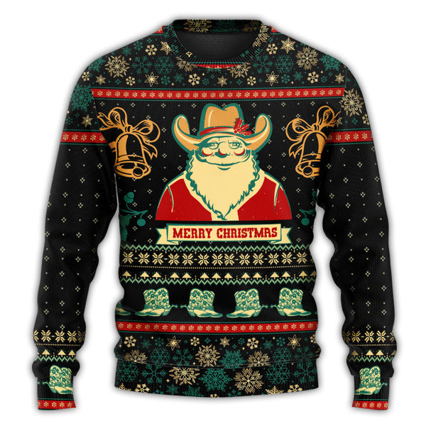 Cowboy Santa Christmas Old Man Ugly Christmas Sweater | Adult | US2273