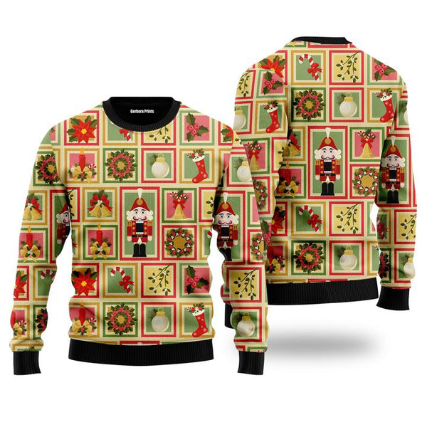 Crack Deez Nuts Nutcracker Pattern Ugly Christmas Sweater | Adult | US1992