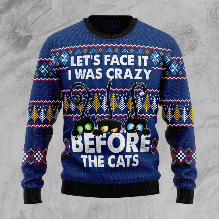 Crazy Cat Ugly Christmas Sweater | For Men & Women | Adult | US1508-BehighStyle