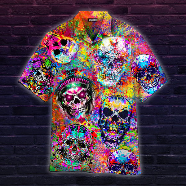 Crazy Colorful Skull Art Hawaiian Shirt | For Men & Women | HW2112-BehighStyle