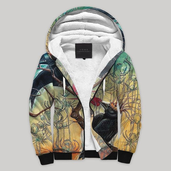 Crow Fleece Zip Hoodie All Over Print | FZ799