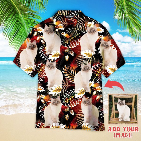 Custom Cat Photo On Vintage Exotic Tropical Custom Photo Hawaiian Shirt | P329