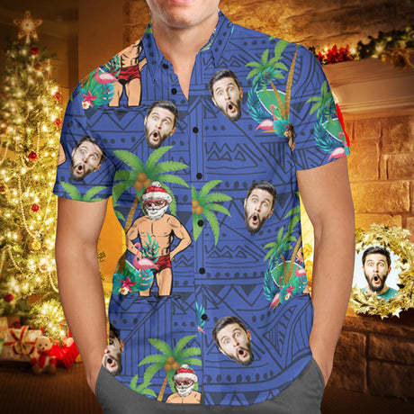 Custom Face Christmas Custom Photo Hawaiian Shirt | P302