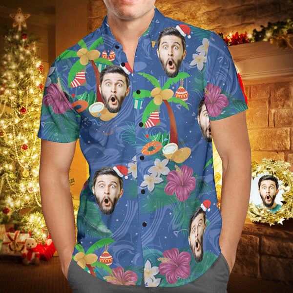 Custom Face Christmas Custom Photo Hawaiian Shirt | P308