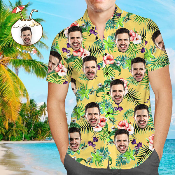 Custom Face Tropical Beach Custom Photo Hawaiian Shirt | P309