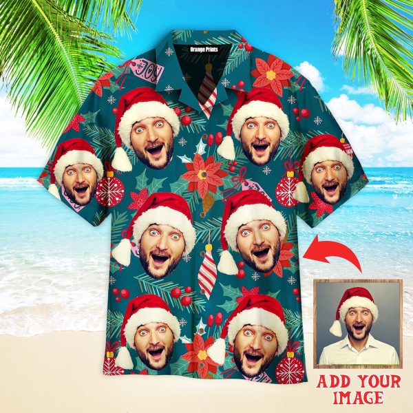 Custom Your Face Merry Christmas Is Coming Here Custom Photo Hawaiian Shirt | P213