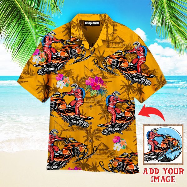 Custom Your Photo Your Motorbike Tropical Flowers Custom Photo Hawaiian Shirt | P328