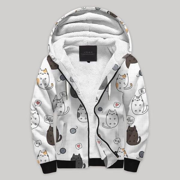 Cute Cats Fleece Zip Hoodie All Over Print | FZ760