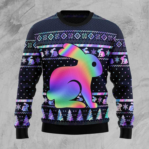 Cute Colorful Rabbit Ugly Christmas Sweater | Adult | US1958