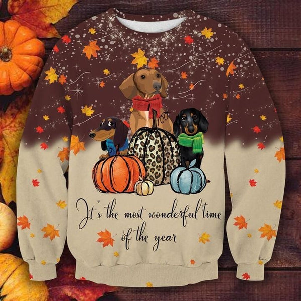 Cute Dachshund Dog Thanksgiving Ugly Christmas Sweater | Adult | US2089