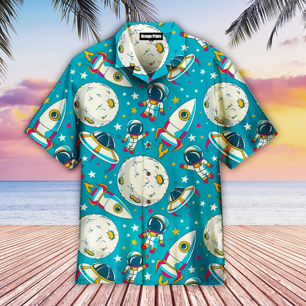 Cute Doodle Astronaut On Planet Hawaiian Shirt | For Men & Women | HW1933-BehighStyle