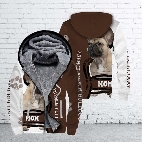 Cute French Bulldog Mom Fleece Zip Hoodie All Over Print | FZ340