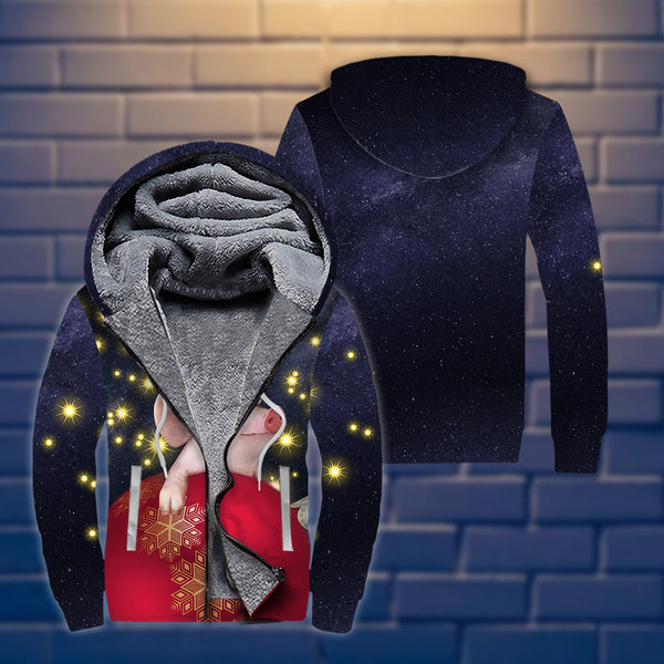 Cute Pig Christmas Fleece Zip Hoodie All Over Print | FZ643