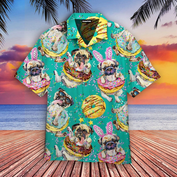 Cute Pug Dog Donuts Aloha Hawaiian Shirt | For Men & Women | HW983-BehighStyle