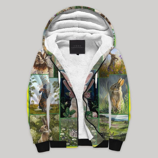Cute Rabbit Fleece Zip Hoodie All Over Print | FZ761
